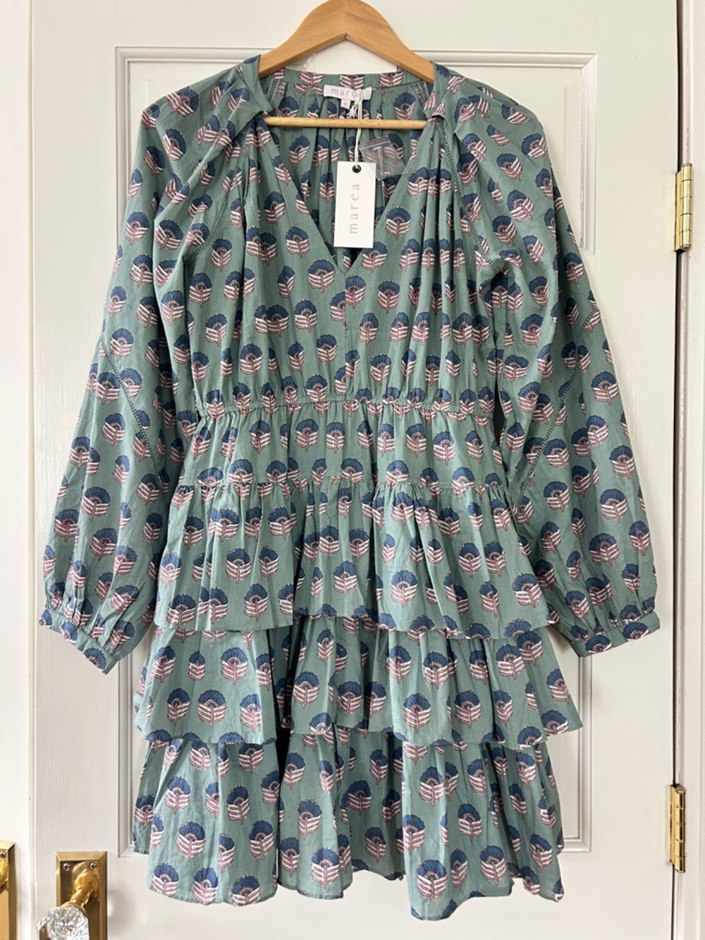 Marea Jade Green Tiered Mini Dress
